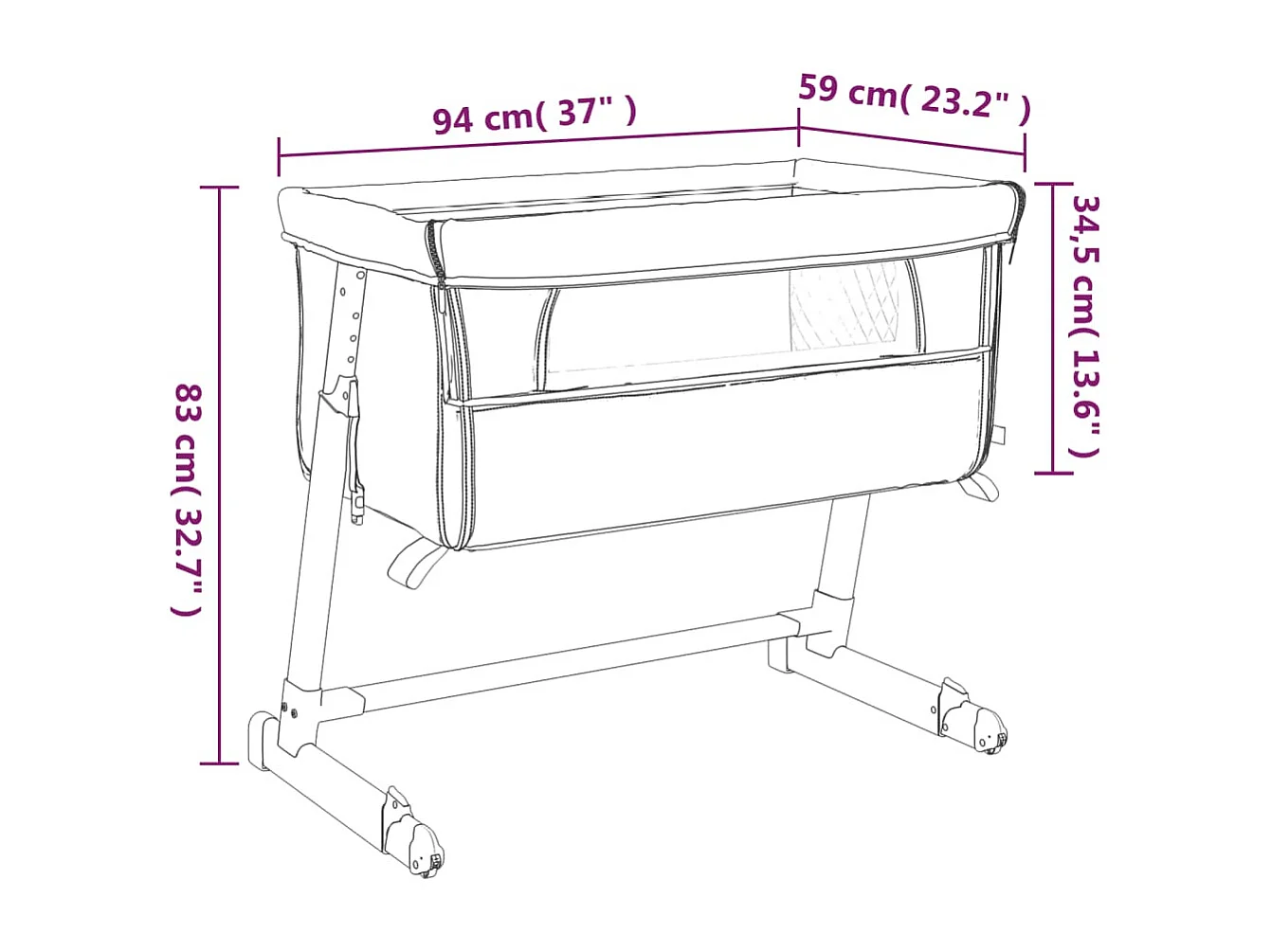 Lit pour bébé avec matelas Rouge Tissu de lin