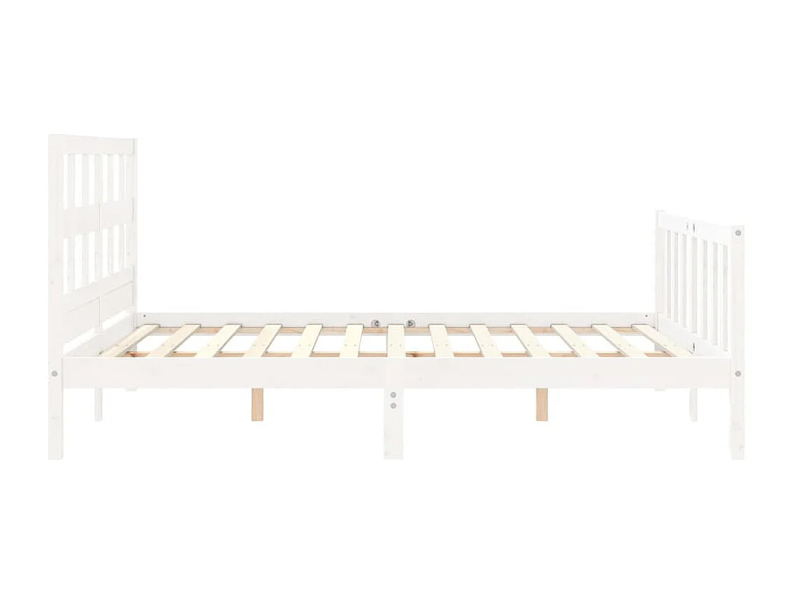 Cadre de lit avec tête de lit blanc 160x200 bois massif