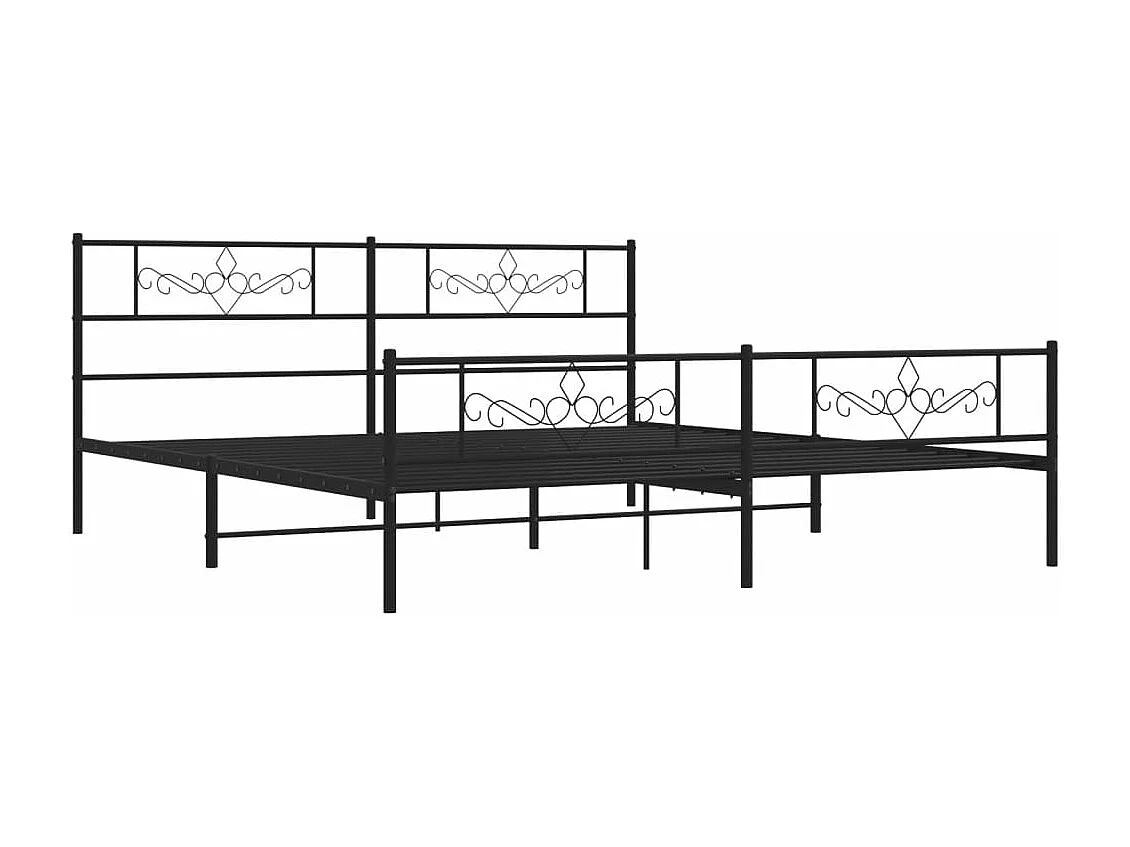 Cadre de lit métal avec tête de lit-pied de lit noir 193x203
