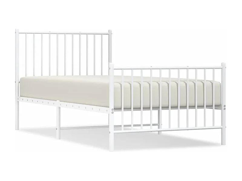 Cadre de lit métal avec tête de lit-pied de lit blanc 90x190