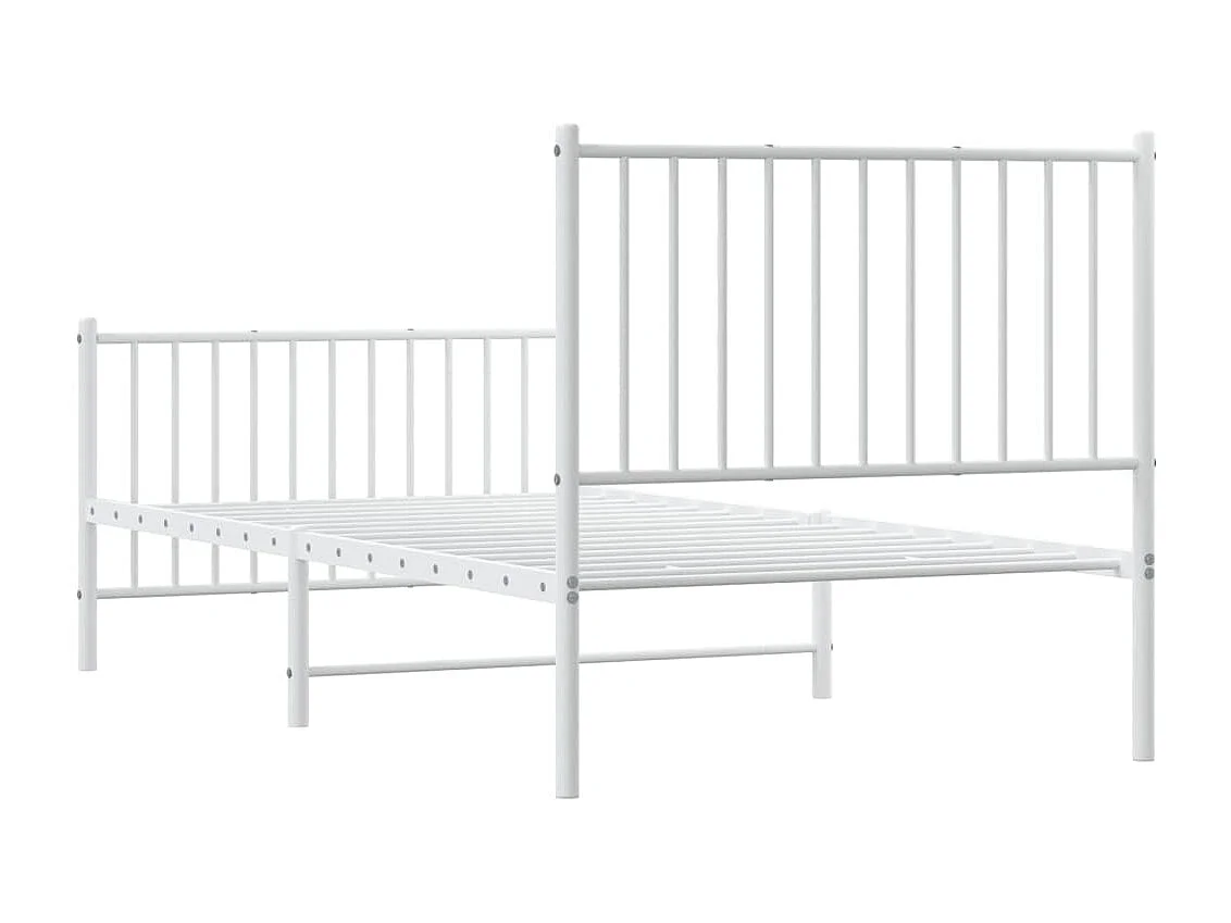 Cadre de lit métal avec tête de lit-pied de lit blanc 90x190