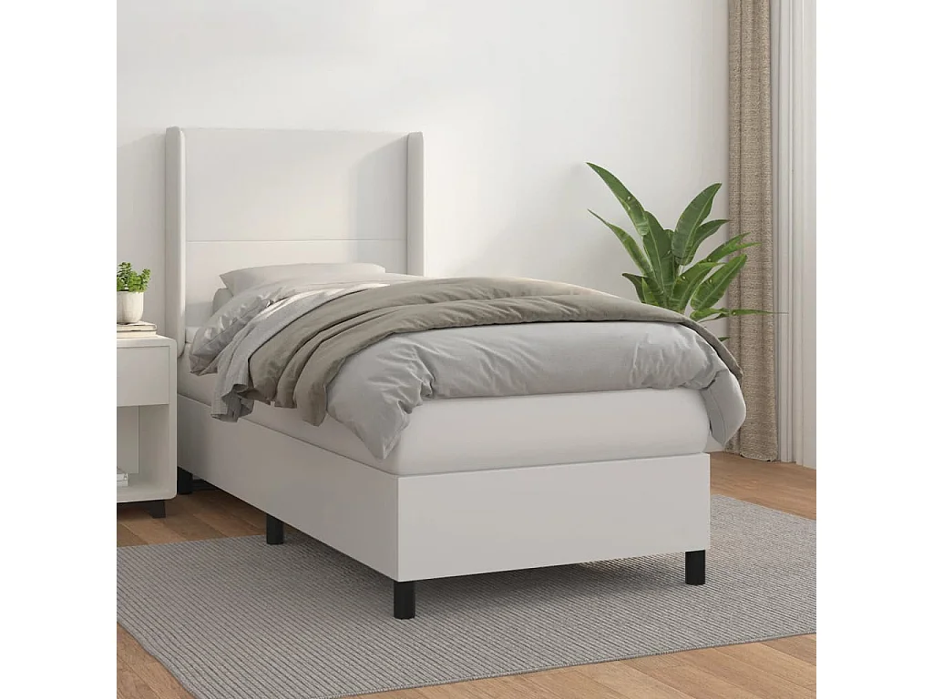 Sommier à lattes de lit avec matelas Blanc 80x200 Similicuir