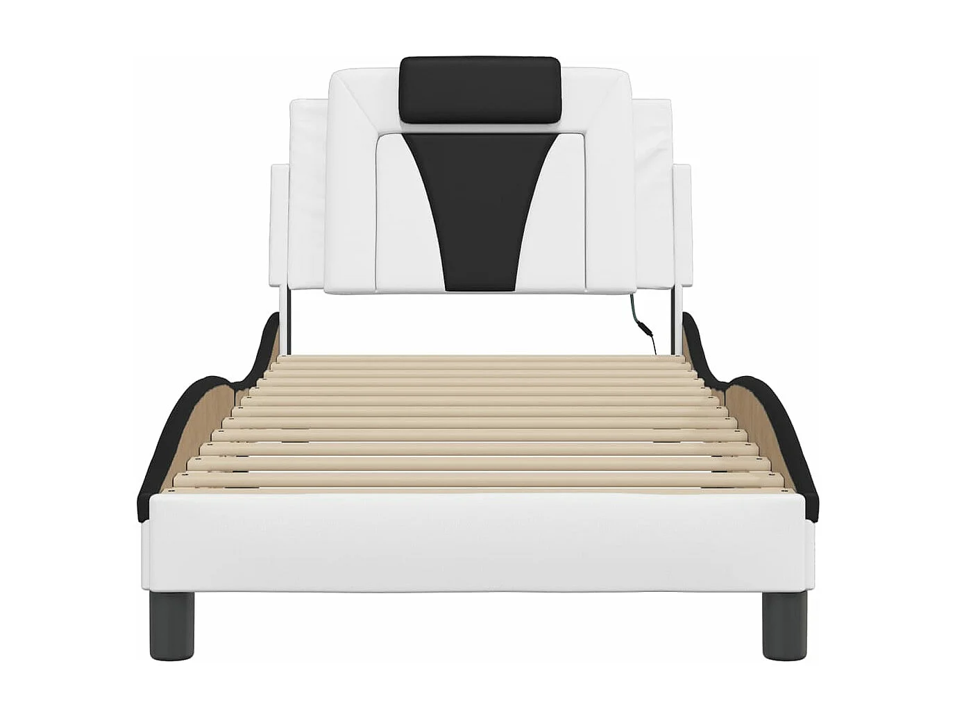 Cadre de lit avec lumières LED blanc noir 90x200 similicuir