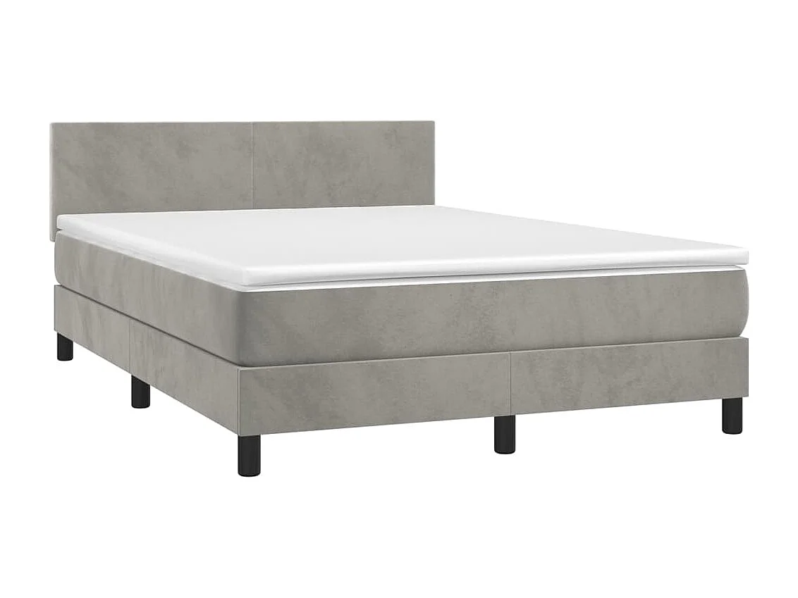 Sommier à lattes de lit avec matelas LED Gris clair 140x190