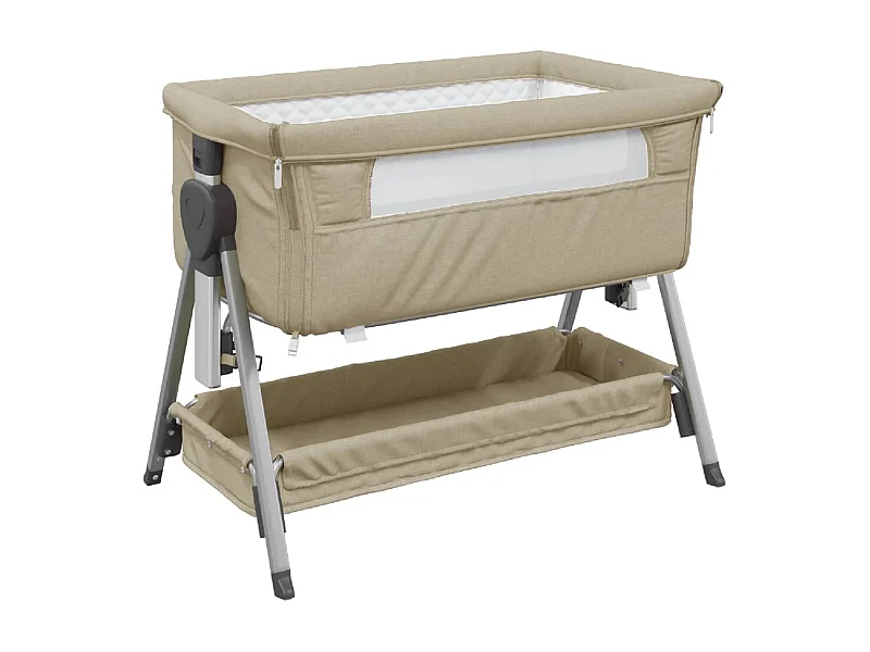 Lit pour bébé avec matelas Taupe Tissu de lin