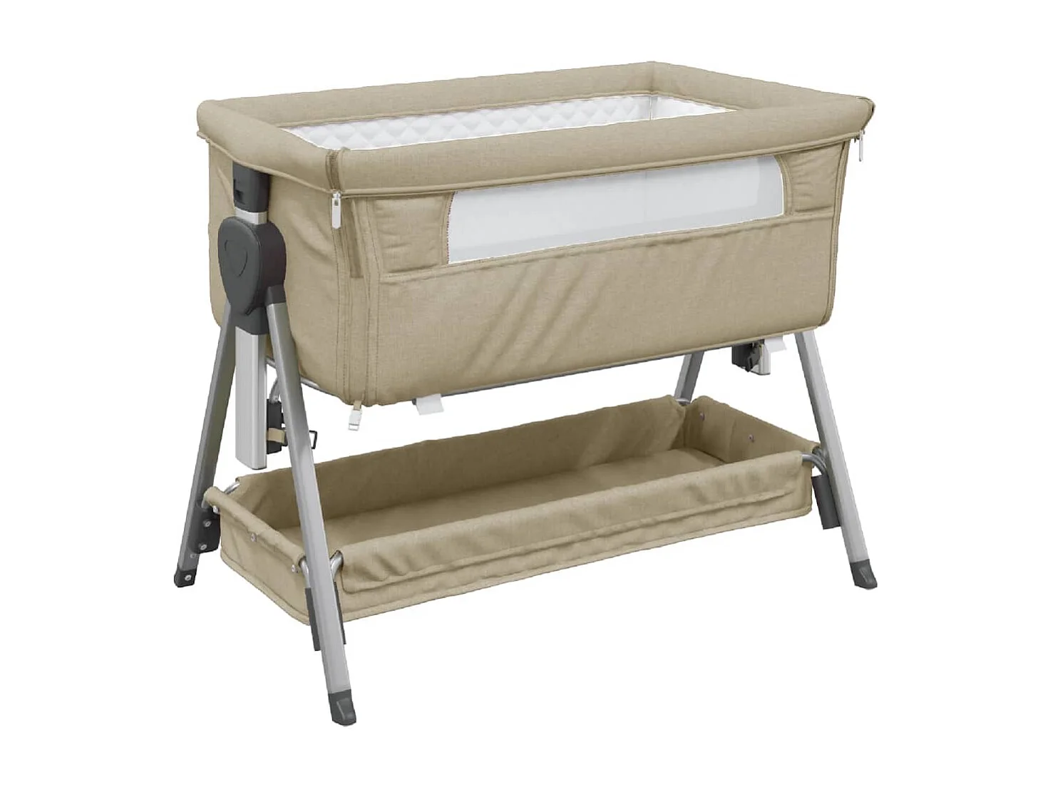 Lit pour bébé avec matelas Taupe Tissu de lin