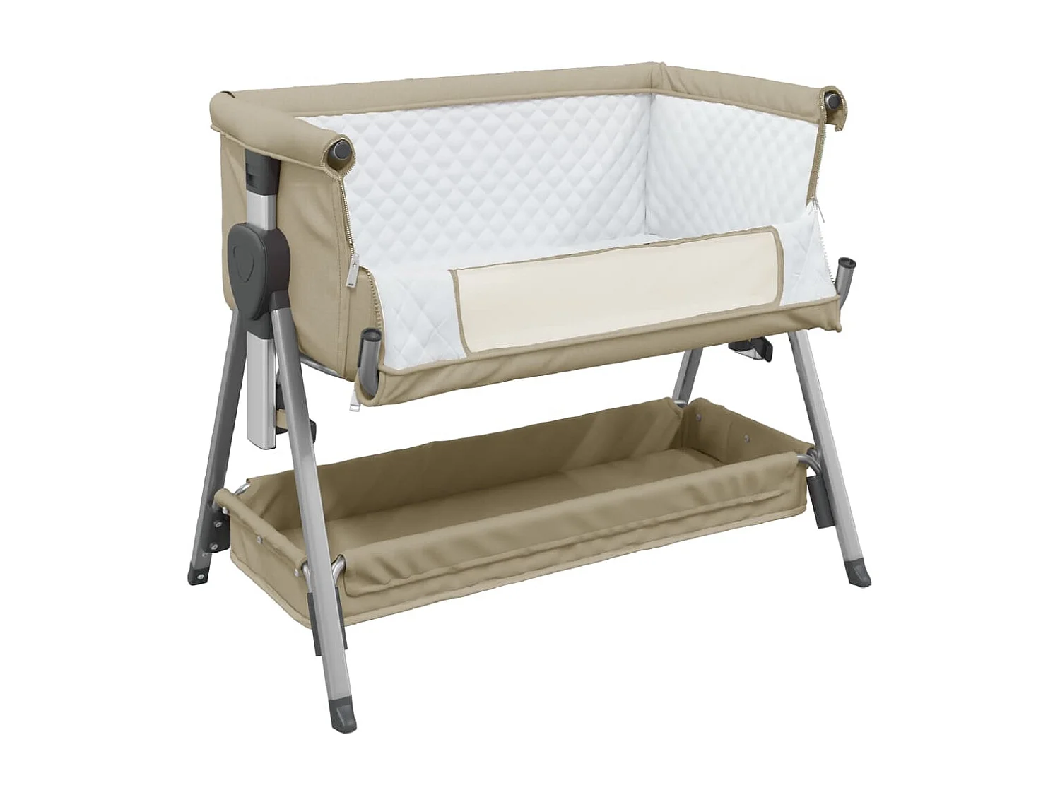 Lit pour bébé avec matelas Taupe Tissu de lin