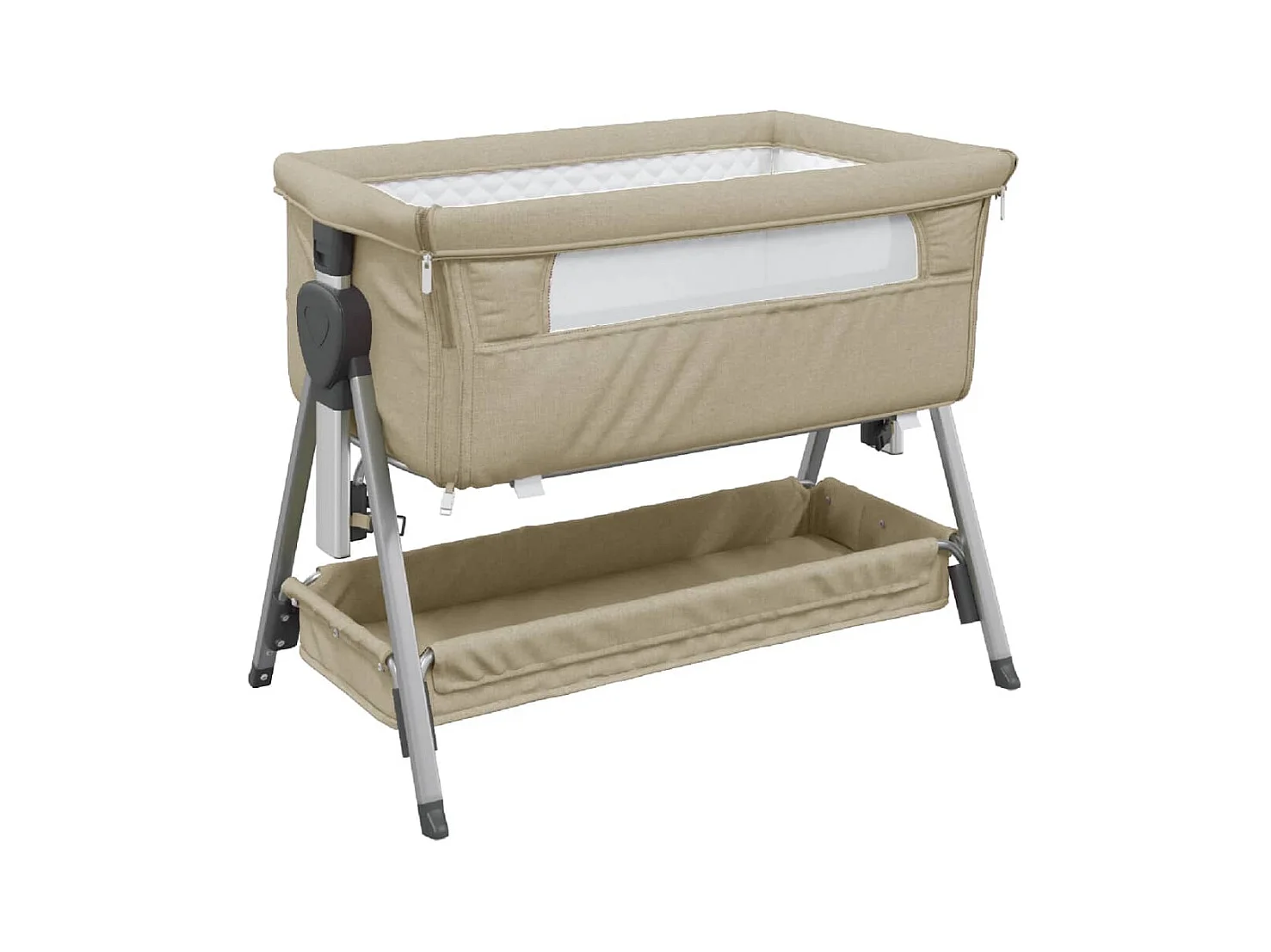 Lit pour bébé avec matelas Taupe Tissu de lin