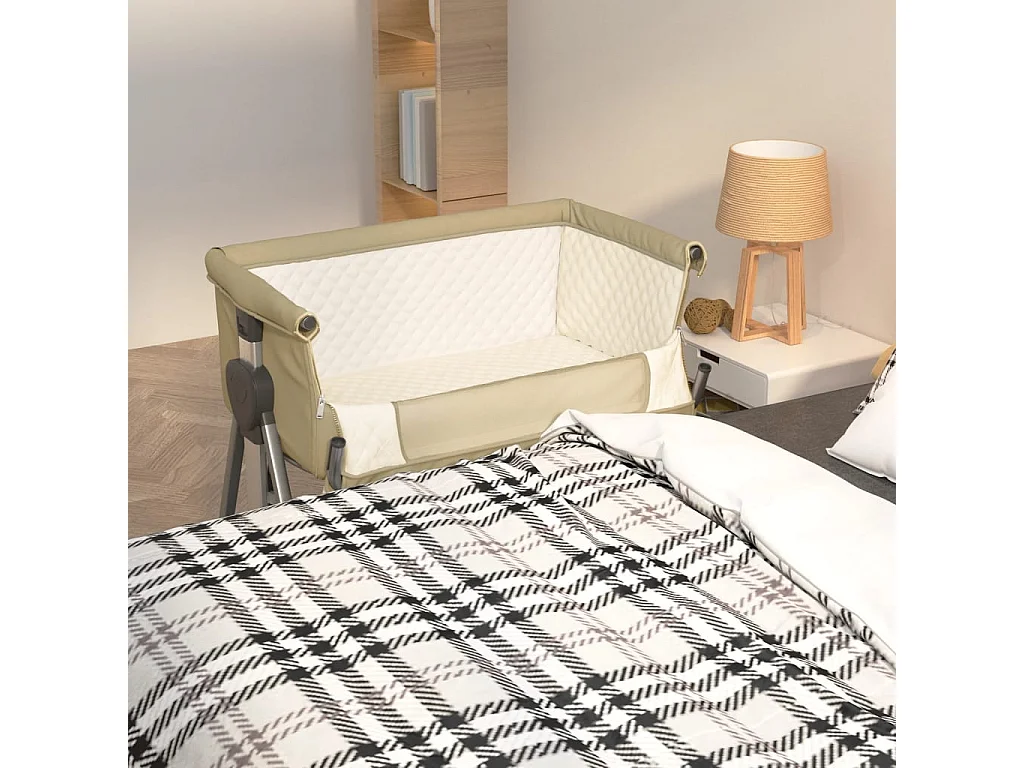 Lit pour bébé avec matelas Taupe Tissu de lin