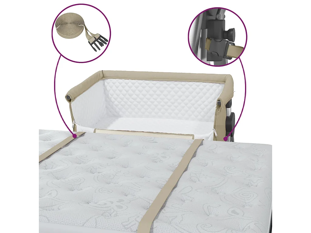 Lit pour bébé avec matelas Taupe Tissu de lin