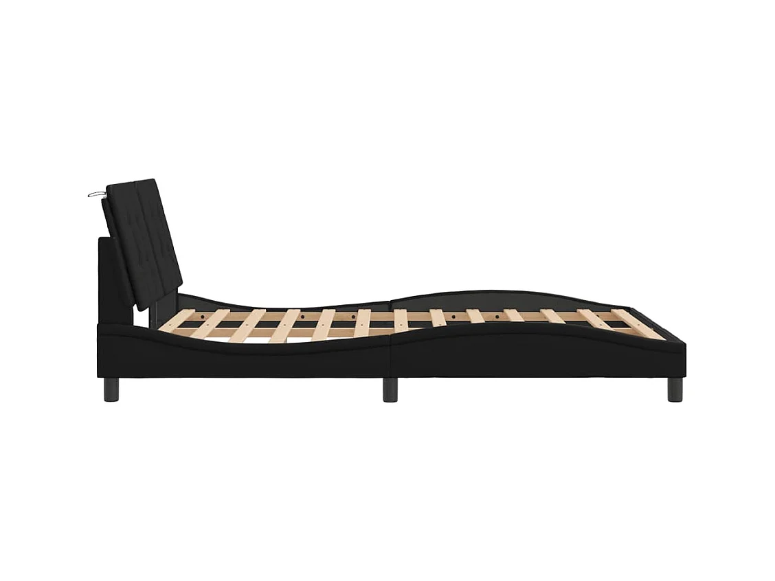 vidaXL Estructura de cama con luces LED cuero PE negro 140x200 cm