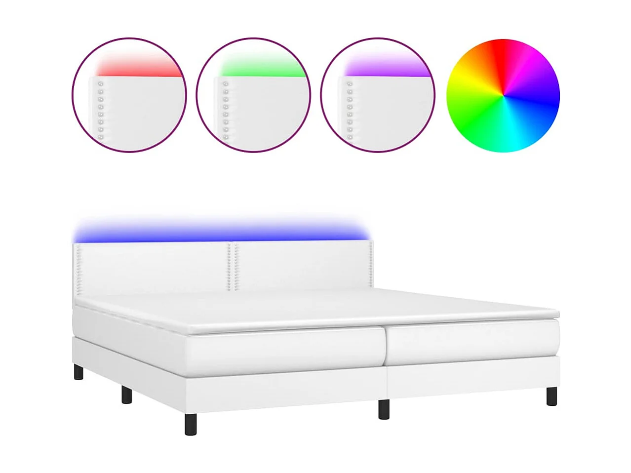 Sommier à lattes de lit avec matelas et LED Blanc 200x200