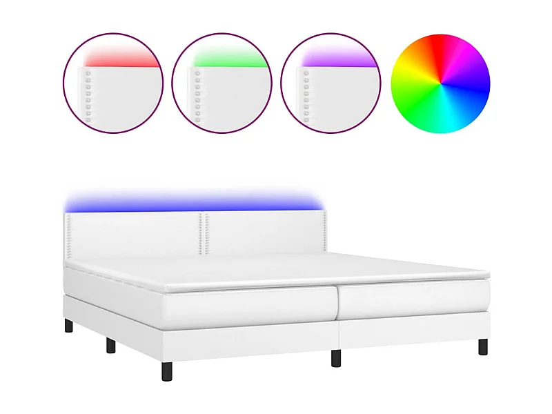 Sommier à lattes de lit avec matelas et LED Blanc 200x200