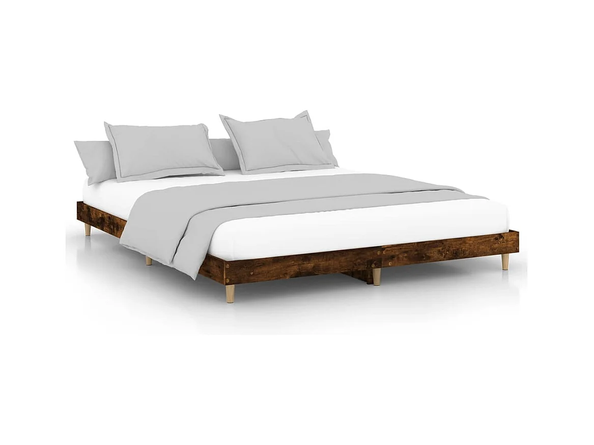 Cadre de lit chêne fumé 200x200 bois d'ingénierie