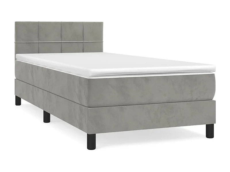 Sommier à lattes de lit et matelas Gris clair 90x190 Velours