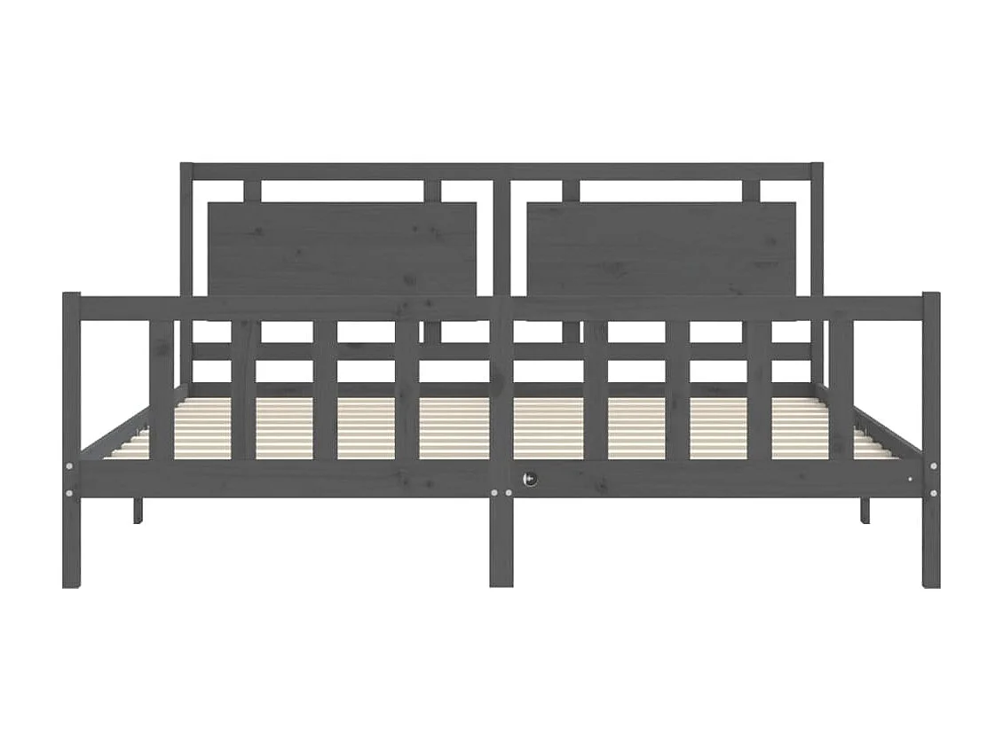 Cadre de lit avec tête de lit gris 200x200 bois massif