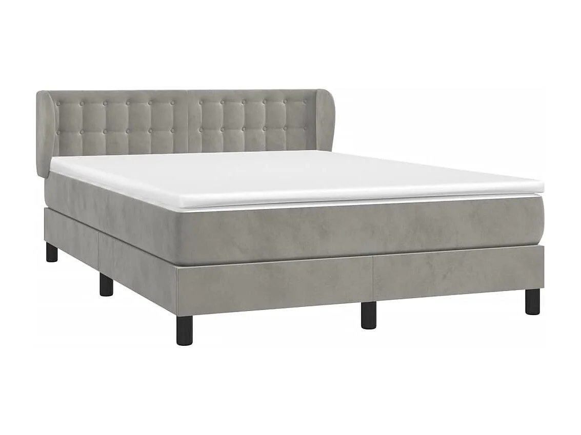 Lit à sommier tapissier et matelas Gris clair 140x200 Velours 2