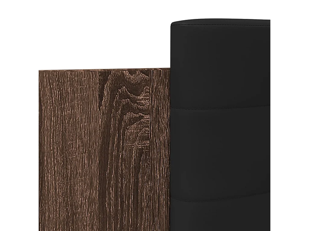 Cadre de lit tête de lit et lumières LED chêne marron 90x200