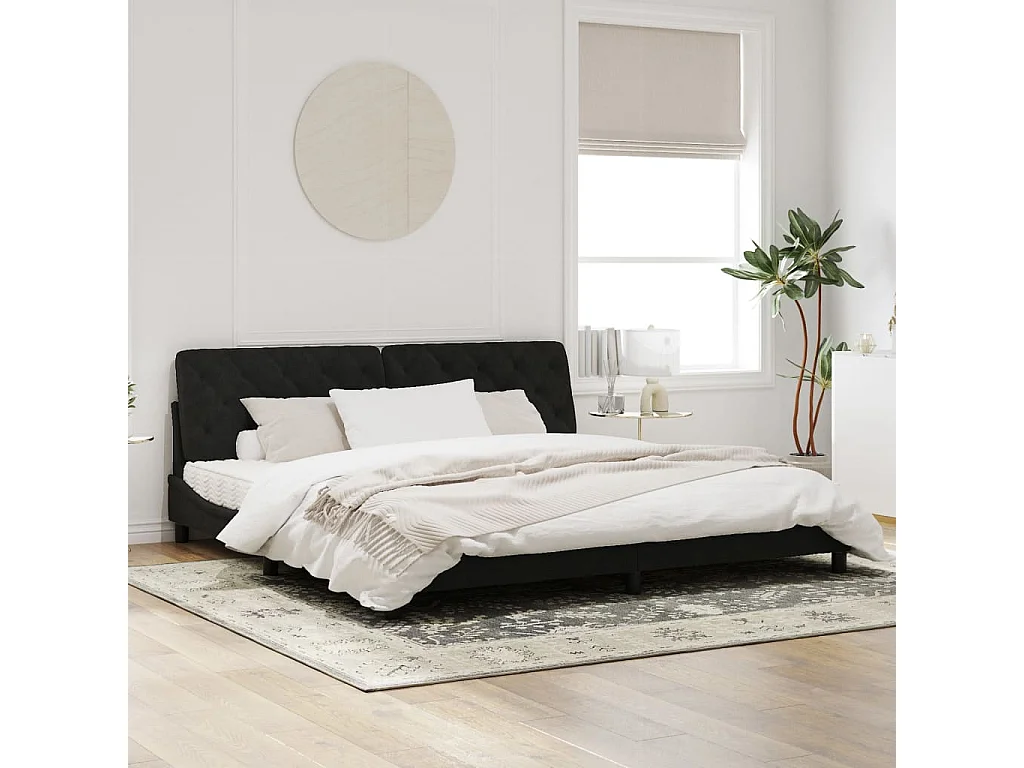 Cadre de lit avec lumières LED noir 200x200 velours