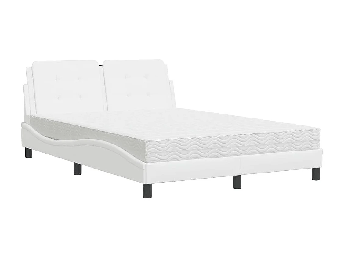 Lit avec matelas blanc 140x190 similicuir