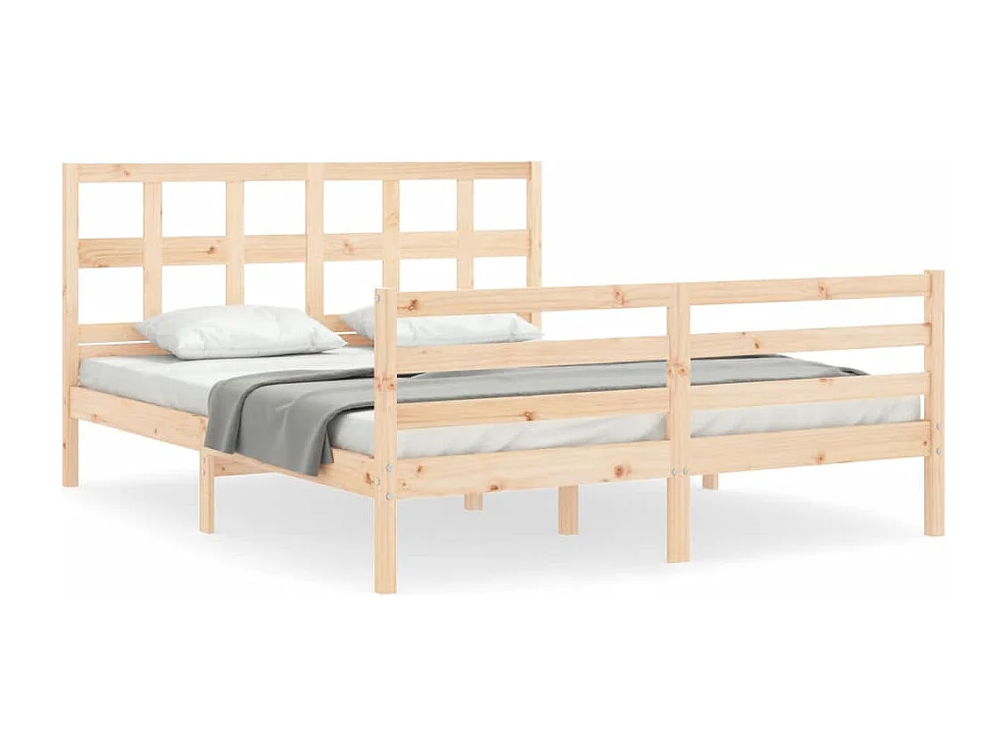 Cadre de lit avec tête de lit 160x200 bois massif