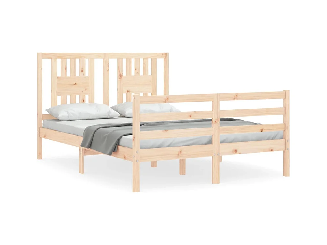 Bedframe met hoofdbord massief hout 140x190 cm