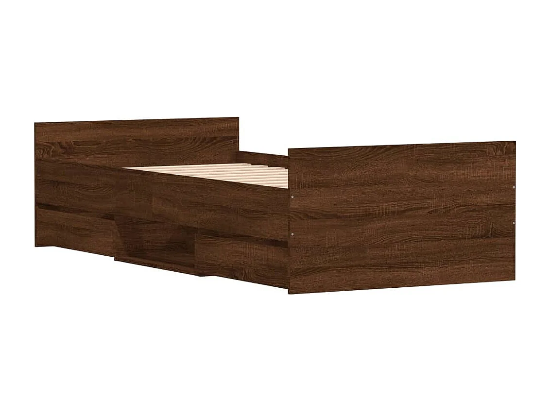 Cadre de lit tête de lit et pied de lit chêne marron 90x200