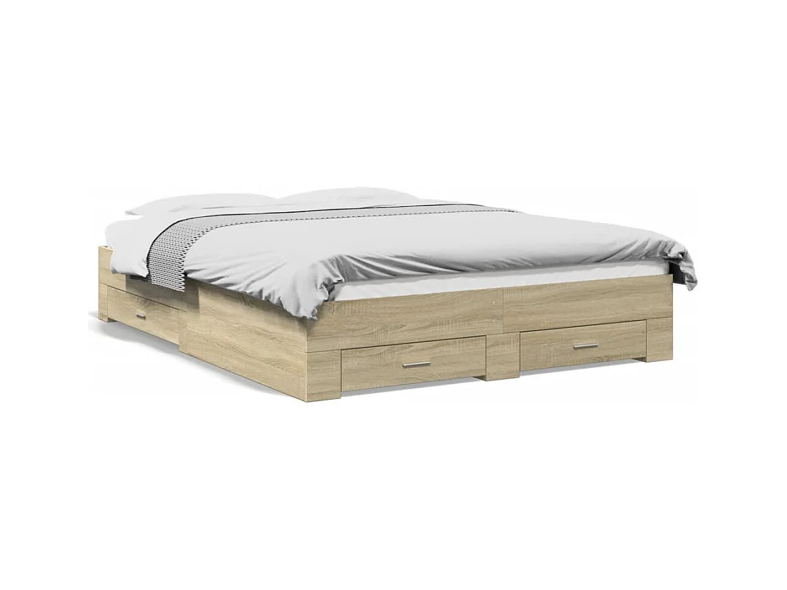 Cadre de lit et tiroirs chêne sonoma 150x200 bois ingénierie