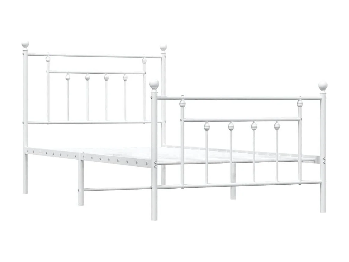 Cadre de lit métal avec tête de lit-pied de lit blanc 100x190