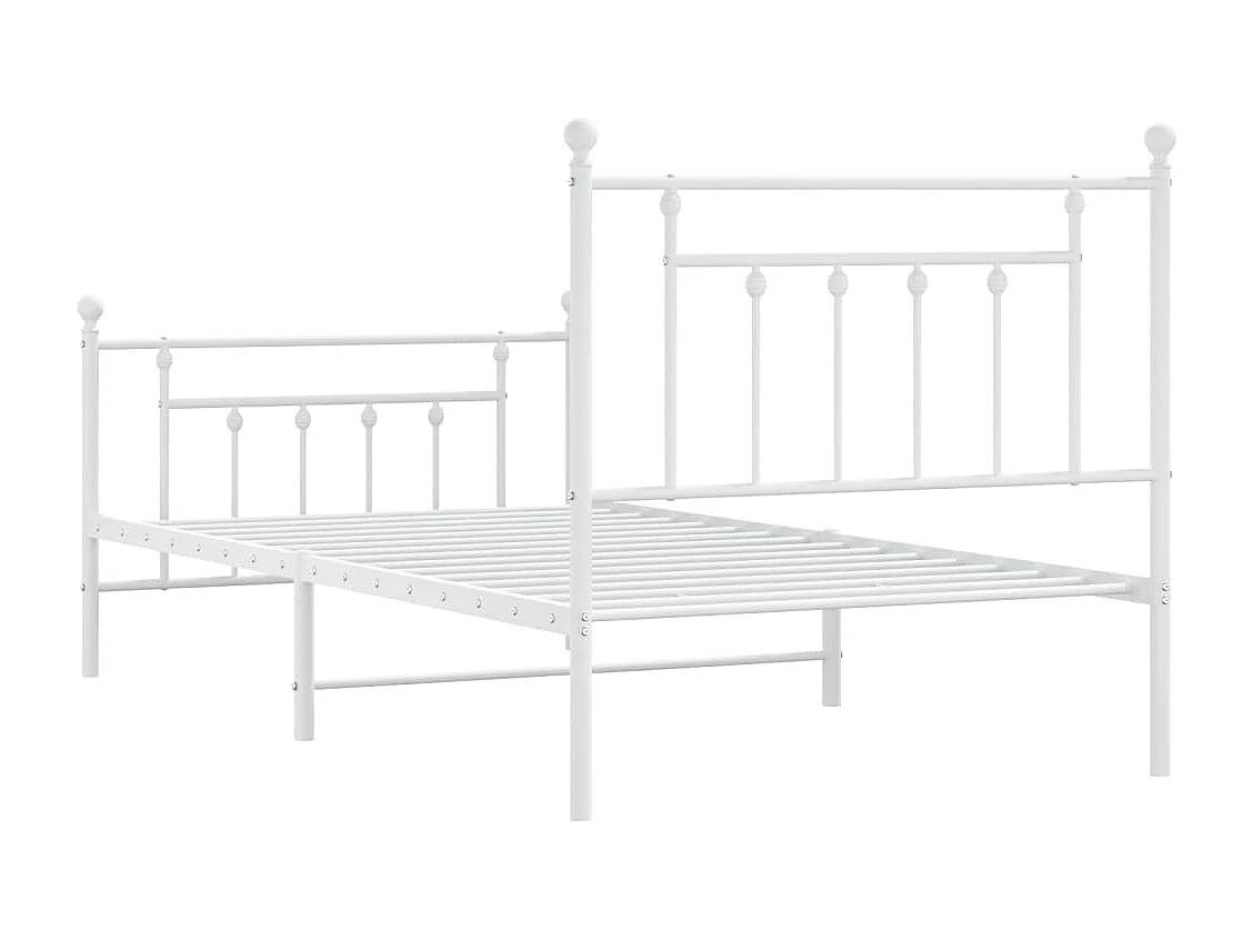 Cadre de lit métal avec tête de lit-pied de lit blanc 100x190