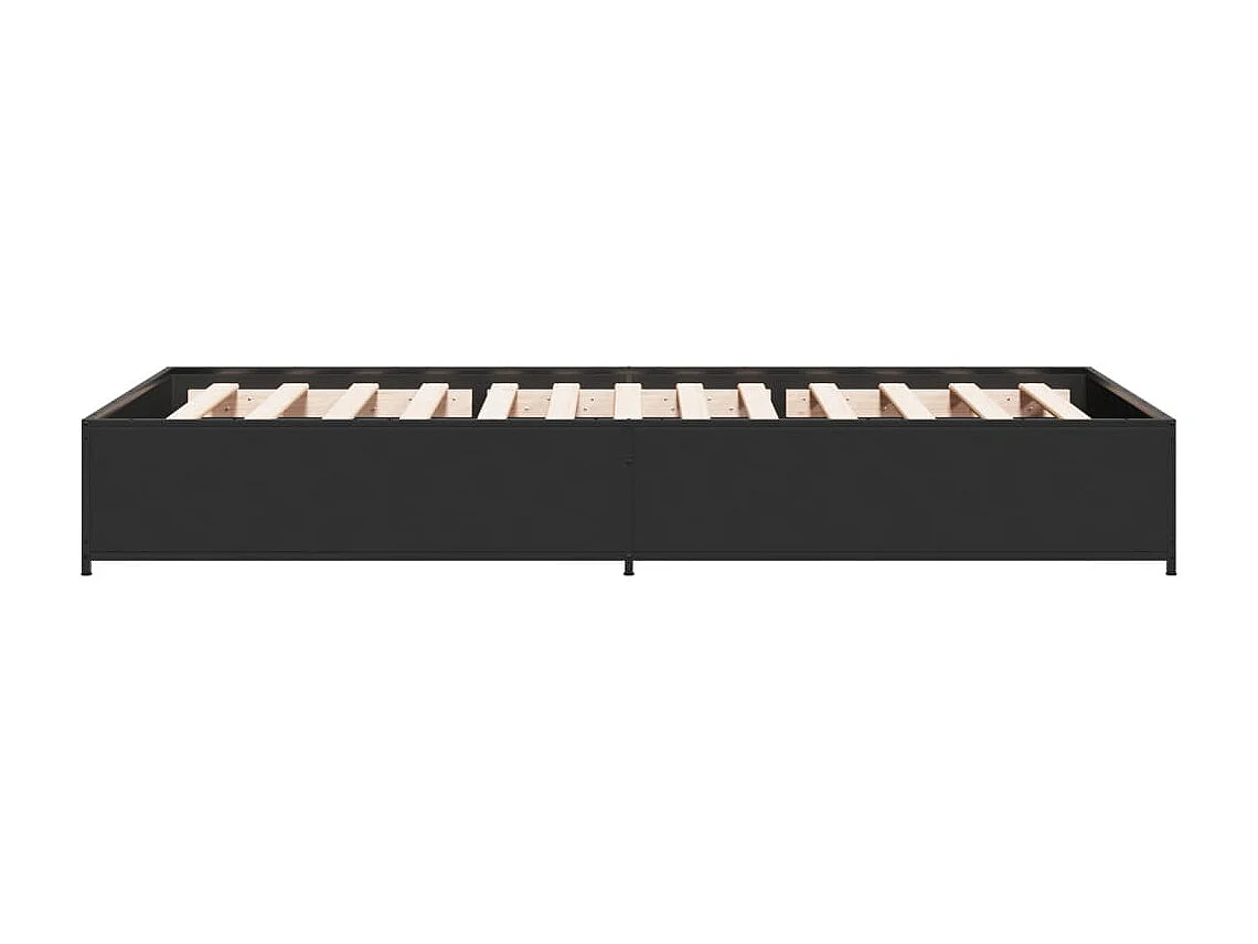 Cadre de lit noir 75x190 bois d'ingénierie et métal