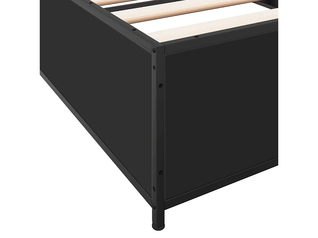 Cadre de lit noir 75x190 bois d'ingénierie et métal