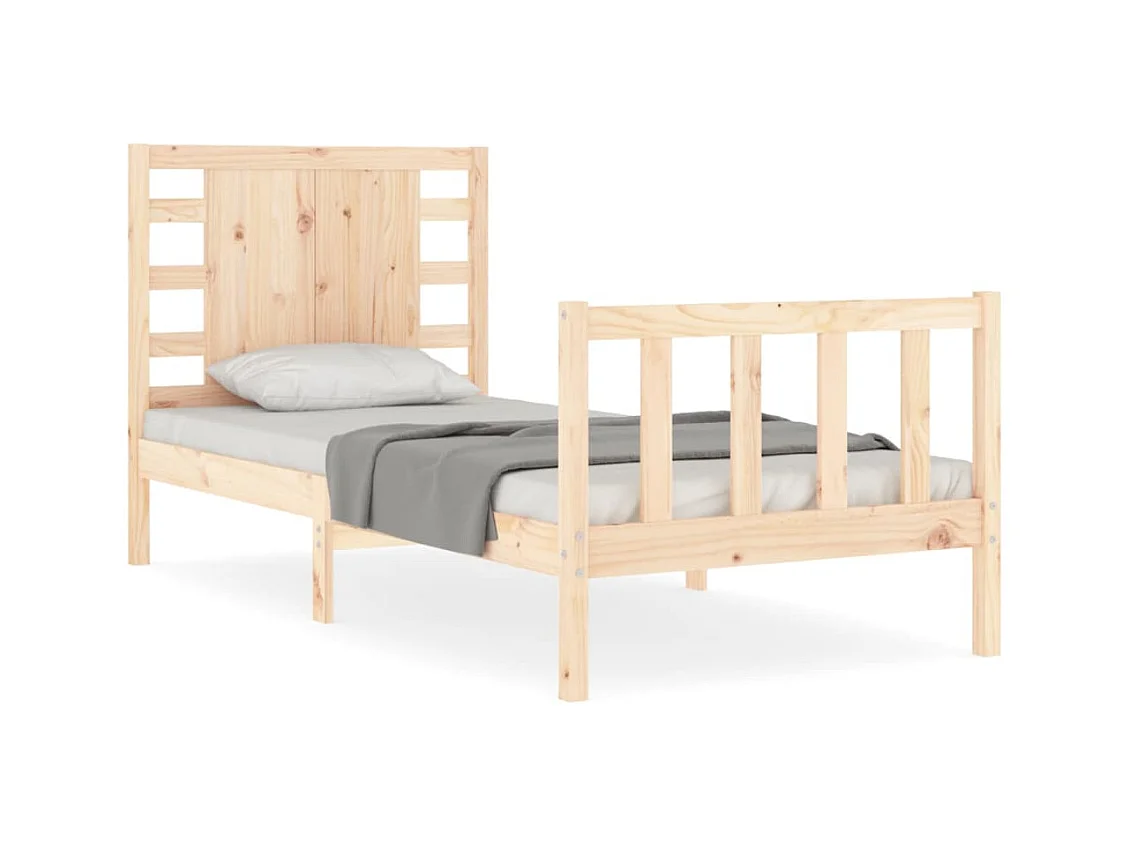Cadre de lit avec tête de lit simple bois massif