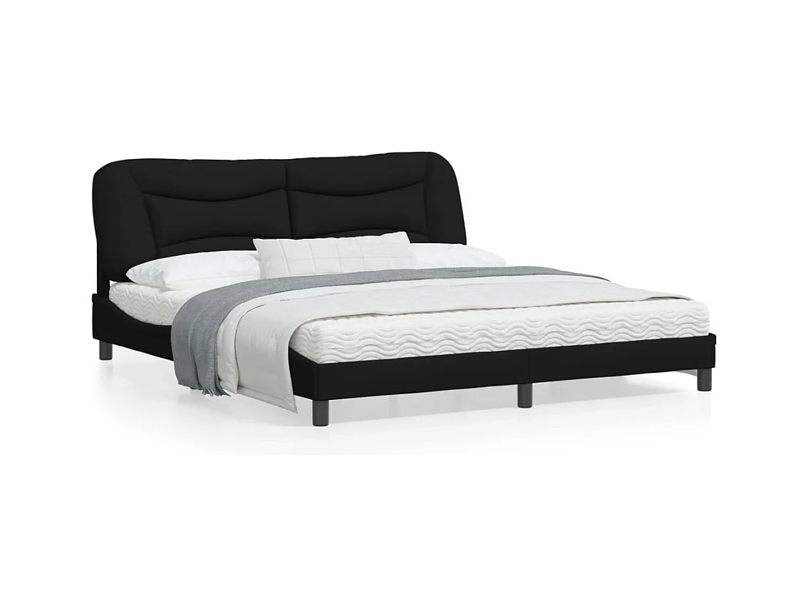 Cadre de lit avec lumières LED noir 180x200 tissu