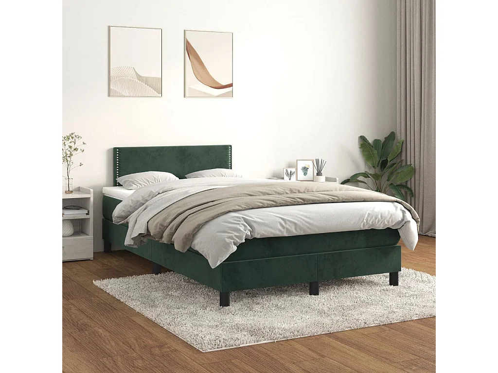 Sommier à lattes de lit avec matelas vert foncé 120x190