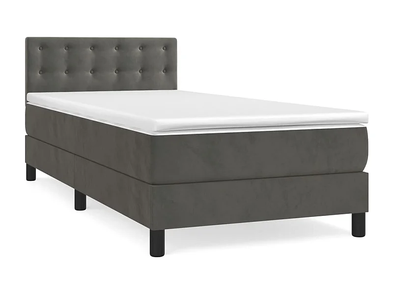 Sommier à lattes de lit et matelas Gris foncé 90x190 Velours