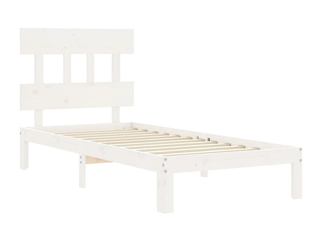 Cadre de lit avec tête de lit blanc simple bois massif