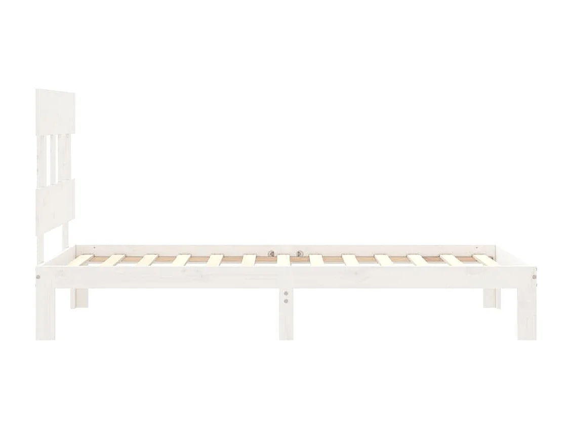 Cadre de lit avec tête de lit blanc simple bois massif