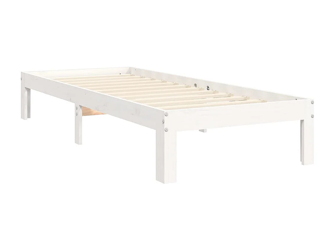 Cadre de lit avec tête de lit blanc simple bois massif