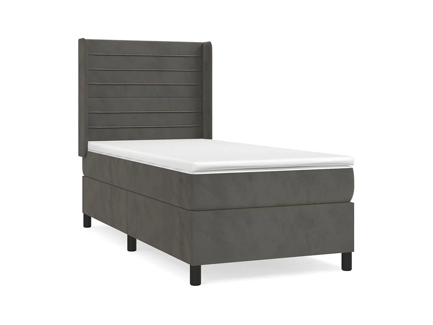 Sommier à lattes de lit et matelas Gris foncé 90x200 Velours