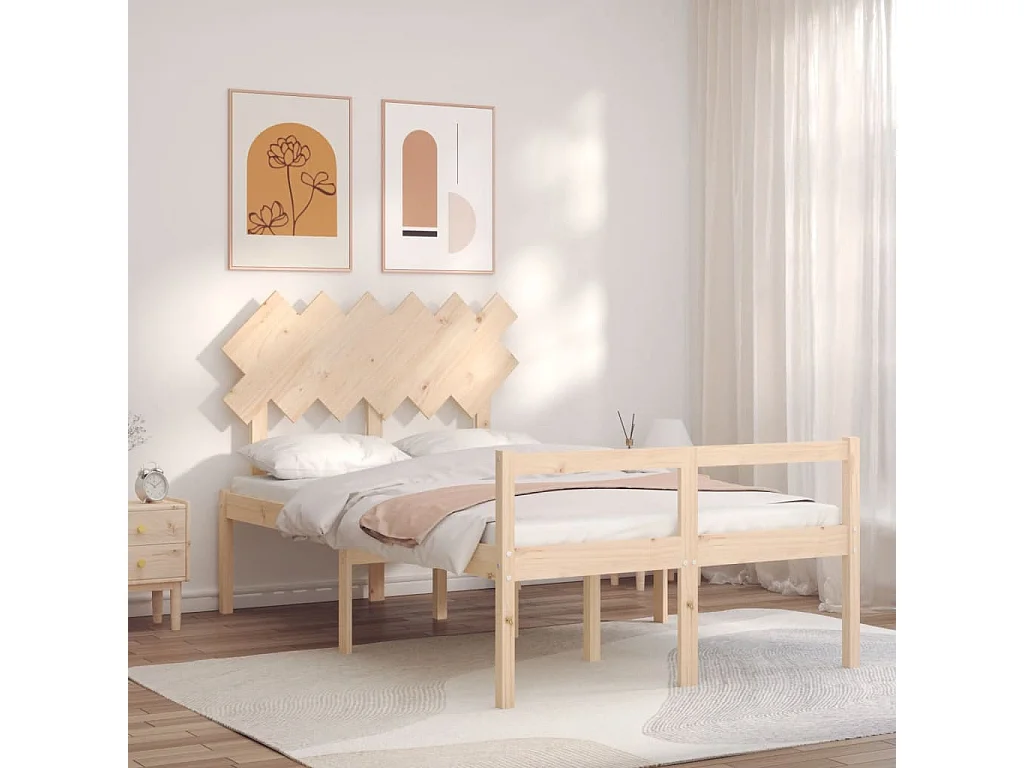 Lit pour personne âgée et tête de lit petit double bois massif