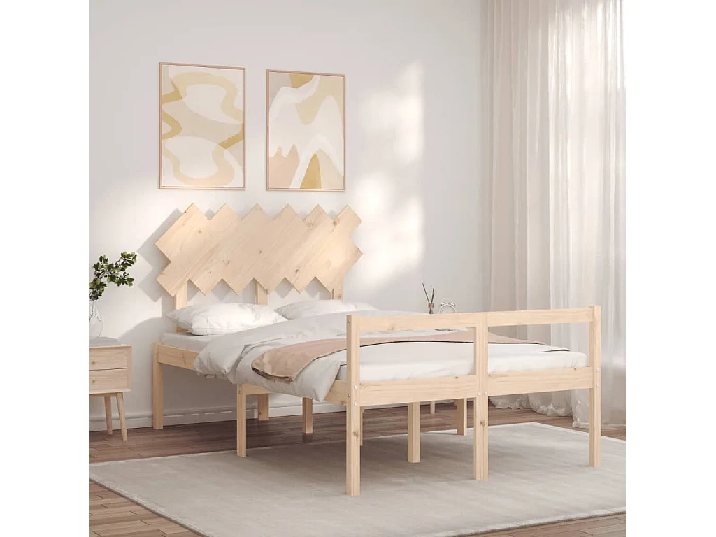 Lit pour personne âgée et tête de lit petit double bois massif