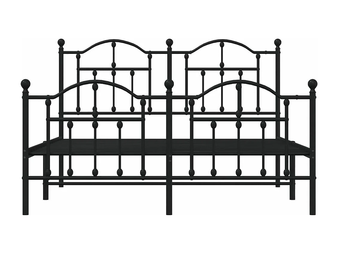 Cadre de lit métal avec tête de lit-pied de lit noir 140x200