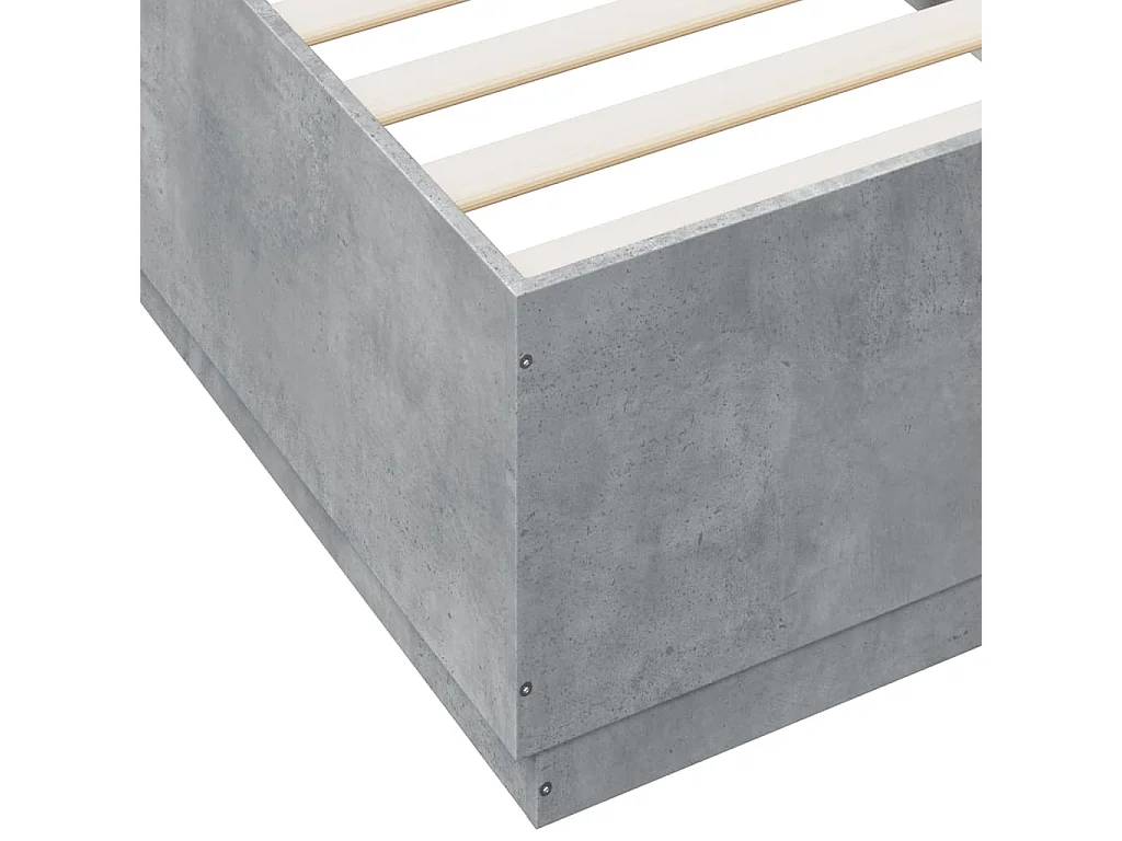 Cadre de lit avec lumières LED gris béton 100x200