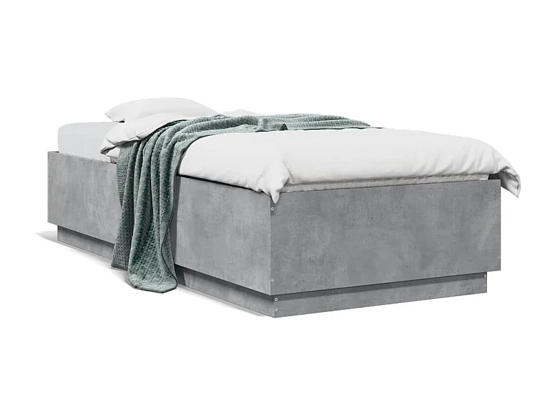 Cadre de lit avec lumières LED gris béton 100x200