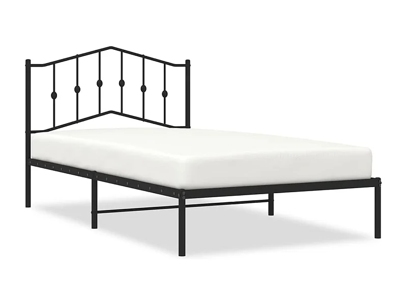 Cadre de lit métal avec tête de lit noir 107x203