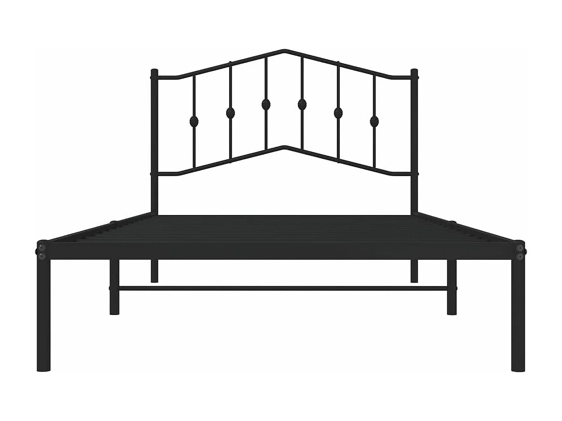 Cadre de lit métal avec tête de lit noir 107x203