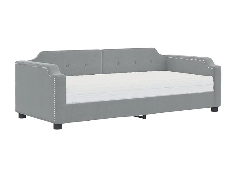 Lit de jour avec matelas gris clair 90x200 tissu