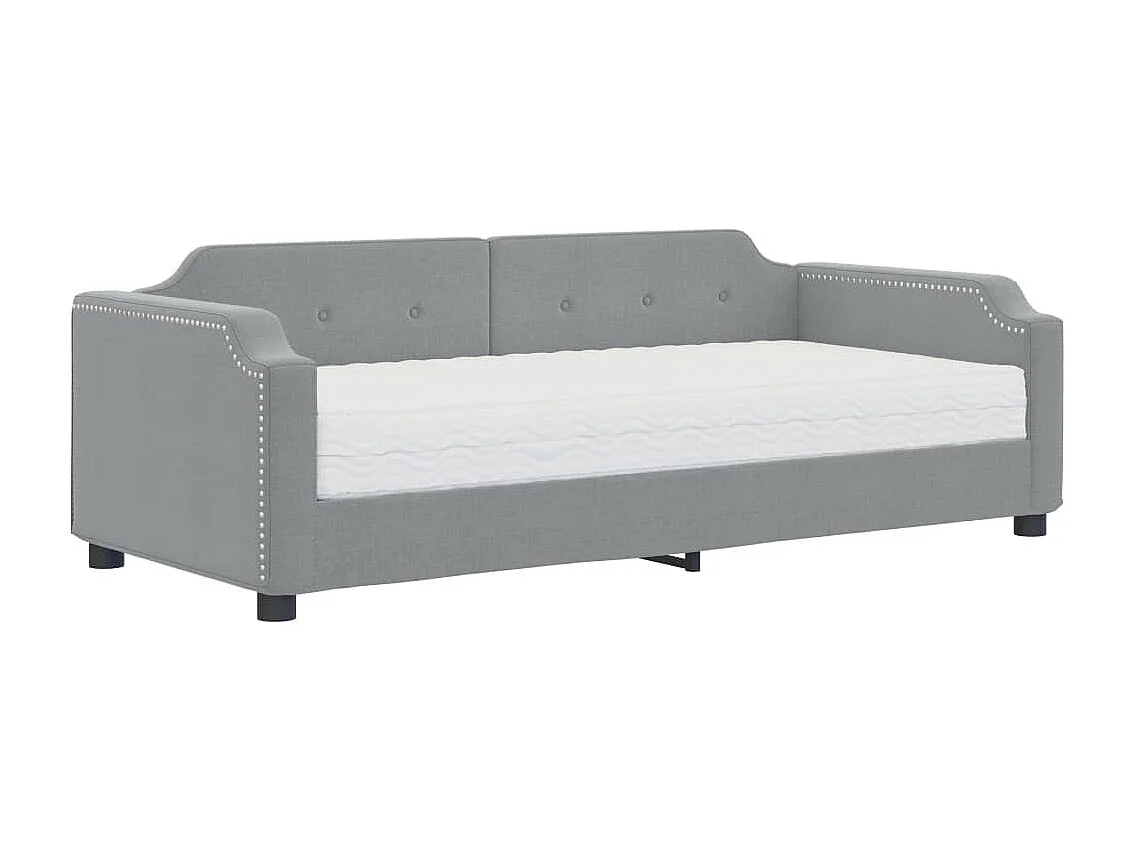 Lit de jour avec matelas gris clair 90x200 tissu