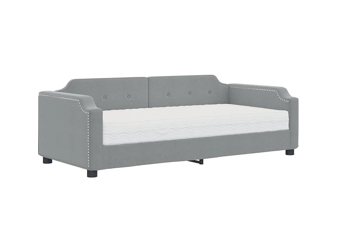 Lit de jour avec matelas gris clair 90x200 tissu